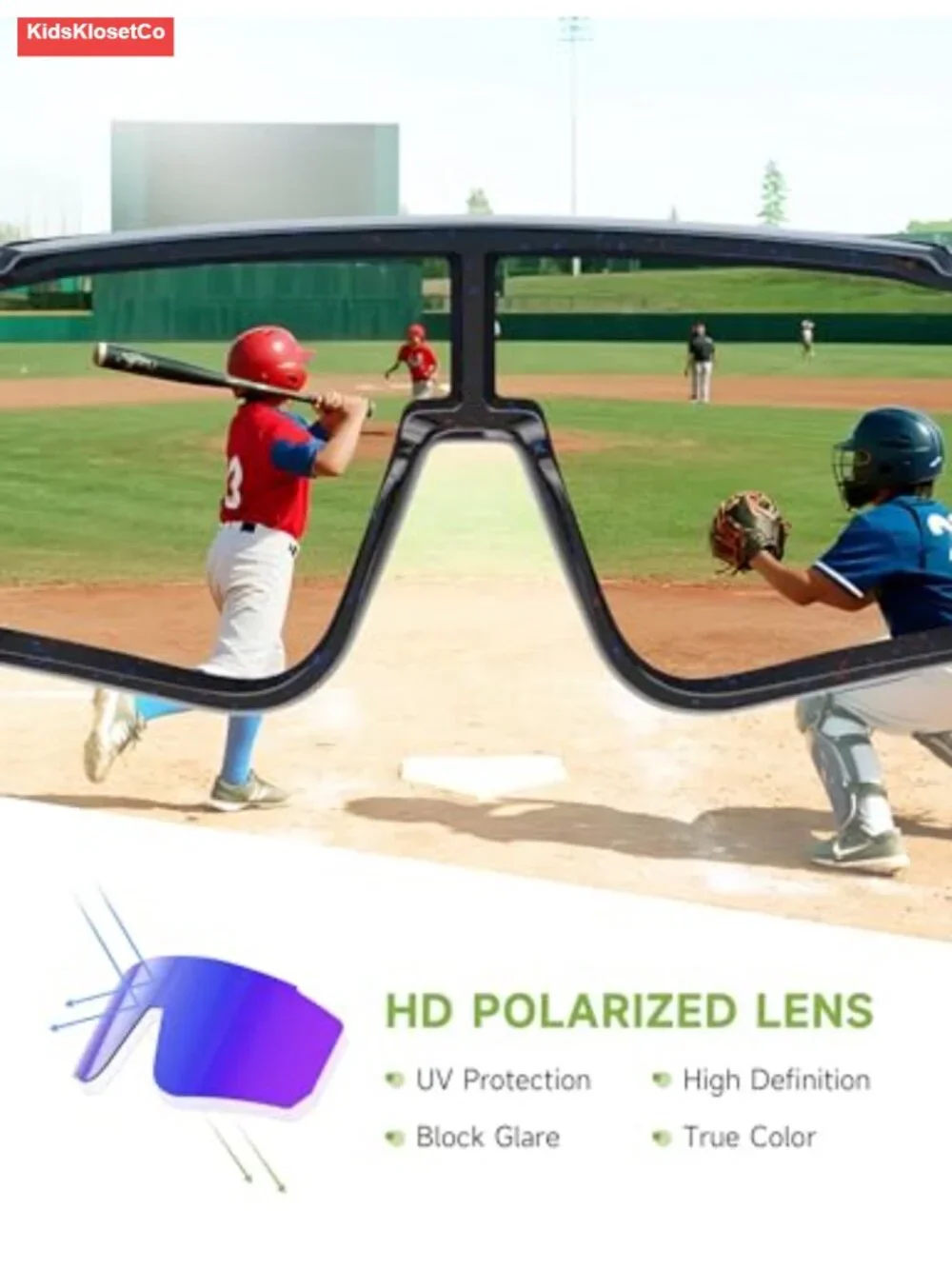 Youth Polarized Sports Sunglasses with UV Protection - Wraparound Baseball